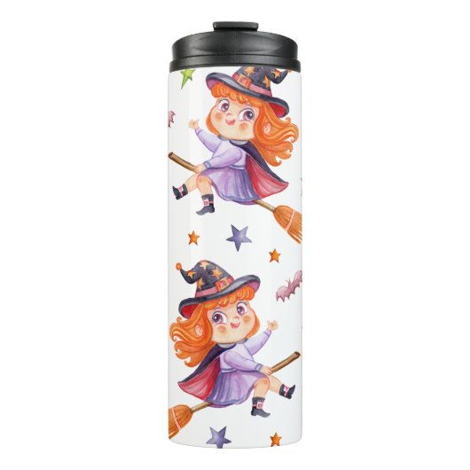 Halloween niedliche Hexe Thermosbecher (Vorderseite)