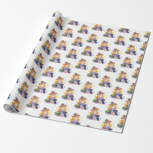 Halloween niedliche Hexe und Katze Geschenkpapier