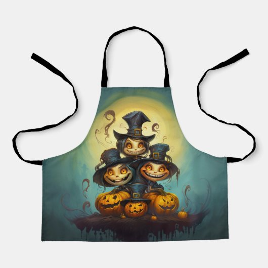 Halloween-niedliche Hexen und Kürbisse Schürze (Vorderseite)