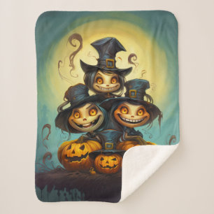 Halloween-niedliche Hexen und Kürbisse Sherpadecke