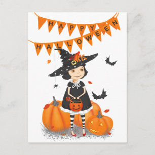 Halloween Niedliche Hexenkarte Postkarte