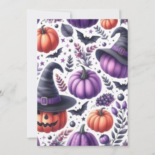 Halloween niedliche Hexenmädchendusche Einladung (Rückseite)