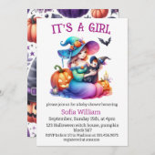 Halloween niedliche Hexenmädchendusche Einladung (Vorne/Hinten)