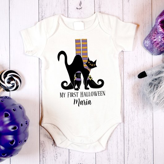 Halloween Niedliche Hexenschuhe Schwarze Katze Baby Strampler