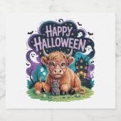 Halloween Niedliche Hochlandkuh (2) Schaumweinetikett (Einzelnes Label)