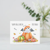 Halloween-Niedliche Katze in der Kürbismerkarte Postkarte (Stehend Vorderseite)