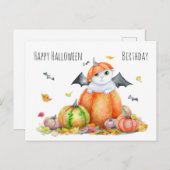 Halloween-Niedliche Katze in der Kürbismerkarte Postkarte (Vorne/Hinten)