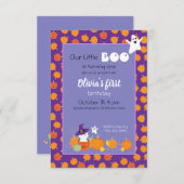 Halloween Niedliche Katze in Einladung von Hexenhu (Vorne/Hinten)