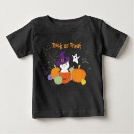 Halloween Niedliche Katze in Hexenhut Baby T-shirt