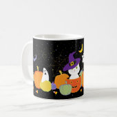 Halloween Niedliche Katze in Hexenhut Kaffeetasse (Vorderseite Links)