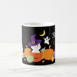 Halloween Niedliche Katze in Hexenhut Kaffeetasse