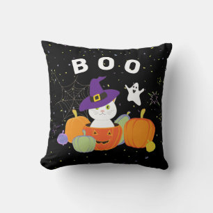 Halloween Niedliche Katze in Hexenhut Kissen
