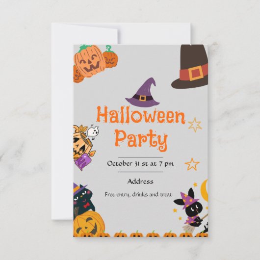 Halloween-niedliche Kürbis-Party Einladung (Vorderseite)