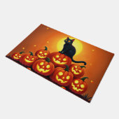 Halloween niedliche Schwarze Katze und Laternen de Fußmatte (Schrägansicht)