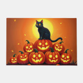 Halloween niedliche Schwarze Katze und Laternen de Fußmatte (Vorderseite)