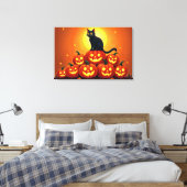 Halloween niedliche Schwarze Katze und Laternen de Leinwanddruck (Insitu (Schlafzimmer))