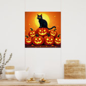 Halloween niedliche Schwarze Katze und Laternen de Poster (Küche)