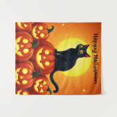 Halloween niedliche Schwarze Katze und Laternen de Wandteppich (Vorderseite (Horizontal))