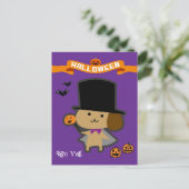 Halloween Niedlicher Assistent-Hund Postkarte (Stehend Vorderseite)