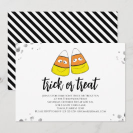 Halloween Niedlicher Candy Corn Trick oder Trete Einladung