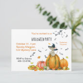 Halloween Niedlicher Cartoon Hexenmäuse Einladung (Stehend Vorderseite)