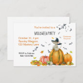 Halloween Niedlicher Cartoon Hexenmäuse Einladung (Vorne/Hinten)