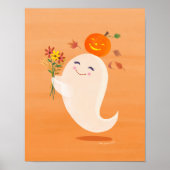 Halloween Niedlicher Geist und Blume Kunstdrucken Poster (Vorne)