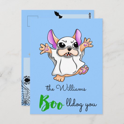 Halloween, niedlicher Ghost-Bug Postkarte (Vorne/Hinten)