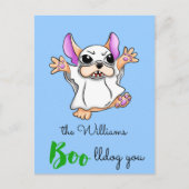 Halloween, niedlicher Ghost-Bug Postkarte (Vorderseite)