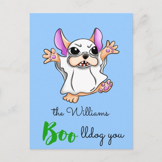 Halloween, niedlicher Ghost-Bug Postkarte (Vorderseite)