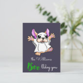 Halloween, niedlicher Ghost-Bug Postkarte (Stehend Vorderseite)