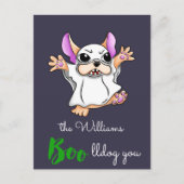 Halloween, niedlicher Ghost-Bug Postkarte (Vorderseite)