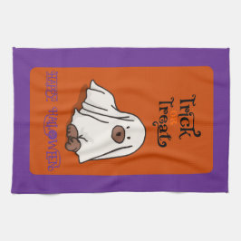 Halloween Niedlicher Ghost-Hund Geschirrtuch