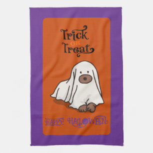 Halloween Niedlicher Ghost-Hund Geschirrtuch
