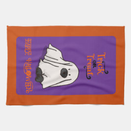 Halloween Niedlicher Ghost-Hund Geschirrtuch