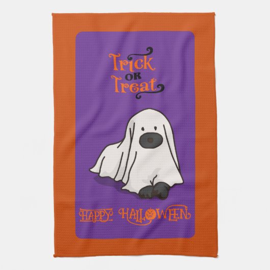Halloween Niedlicher Ghost-Hund Geschirrtuch (Vertikal)