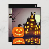 Halloween niedlicher Kürbis und Haus A.I. Spaß Postkarte (Vorne/Hinten)