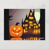 Halloween niedlicher Kürbis und Haus A.I. Spaß Postkarte (Rückseite)