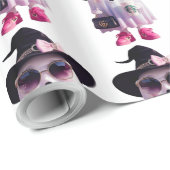 Halloween Niedlicher Lady Ghost mit Kaffee Geschenkpapier (Rolleneckpunkt)