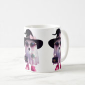 Halloween Niedlicher Lady Ghost mit Kaffee Kaffeetasse (VorderseiteRechts)