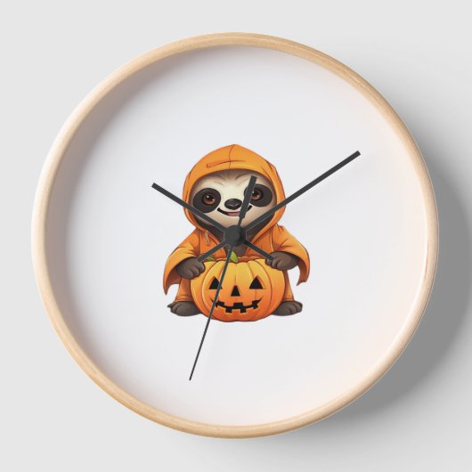 Halloween Niedlicher Sloth Classic T - Shirt Uhr (Vorderseite)
