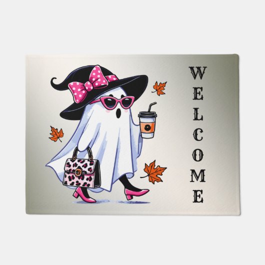 Halloween Niedlicher, stylischer Hexengastcoffee C Fußmatte (Vorderseite)