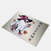 Halloween Niedlicher, stylischer Hexengastcoffee C Fußmatte (Schrägansicht)