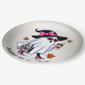 Halloween Niedlicher, stylischer Hexengastcoffee C Pappteller (Schrägansicht)