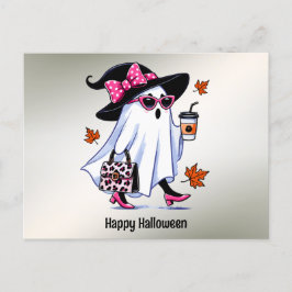 Halloween Niedlicher, stylischer Hexengastcoffee C Postkarte