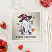 Halloween Niedlicher, stylischer Hexengastcoffee C Serviette (Beispiel)