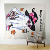 Halloween Niedlicher, stylischer Hexengastcoffee C Wandteppich (Beispiel (Horizontal))