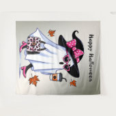 Halloween Niedlicher, stylischer Hexengastcoffee C Wandteppich (Vorderseite (Horizontal))