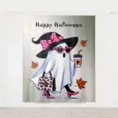 Halloween Niedlicher, stylischer Hexengastcoffee C Wandteppich (Vorderseite)