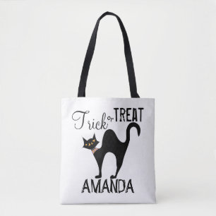 Halloween Niedlicher Trick oder Schwarze Katze beh Tasche